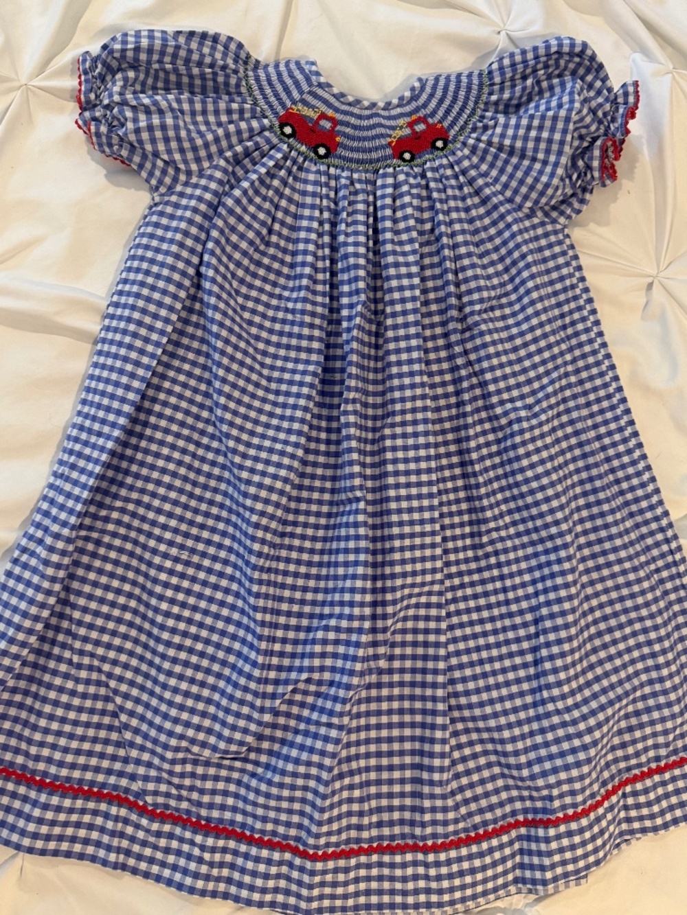 4T Smocked Fire Truck Dress